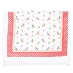 Clayre & Eef Gastendoekje  set van 6 stuks  40x66 cm Wit Rood Katoen Bloemen Toilet handdoek