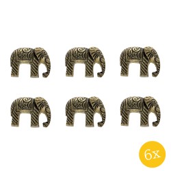 Clayre & Eef Deurknop Olifant set van 6 stuks Olifant 4x3 cm Goudkleurig Steen Meubelknop