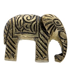 Clayre & Eef Deurknop Olifant set van 6 stuks Olifant 4x3 cm Goudkleurig Steen Meubelknop