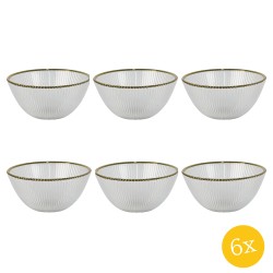 Clayre & Eef Soepkom  set van 6 stuks  Ø 15x7 cm Glas Rond Serveerkom