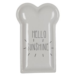 Clayre & Eef Ontbijtbord  set van 6 stuks  10x17 cm Wit Keramiek Hello sunshine Bord