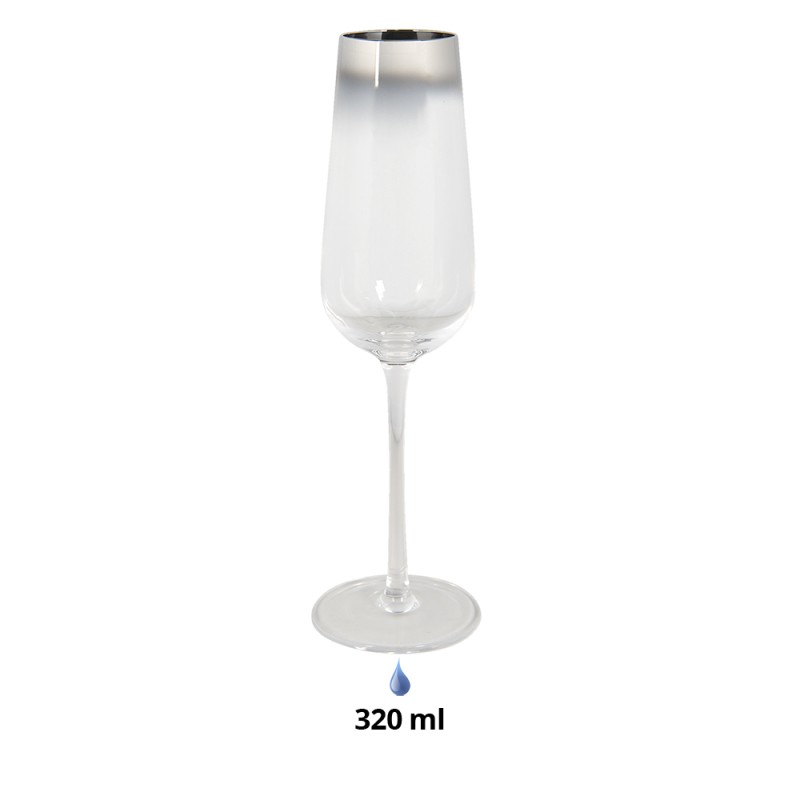 Clayre & Eef Champagneglas  set van 6 stuks  320 ml Glas Wijnglas