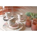 Clayre & Eef Dinerbord  set van 6 stuks  Ø 26 cm Beige Roze Porselein Bloemen Eetbord