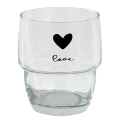 Clayre & Eef Waterglas  set van 6 stuks  100 ml Glas Hart Love Drinkbeker