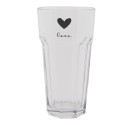 Clayre & Eef Waterglas  set van 6 stuks  320 ml Glas Hart Love Drinkbeker