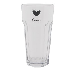 Clayre & Eef Waterglas  set van 6 stuks  320 ml Glas Hart Love Drinkbeker