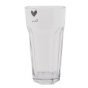 Clayre & Eef Waterglas  set van 6 stuks  320 ml Glas Hart Love Drinkbeker