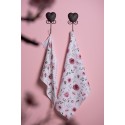 Clayre & Eef Theedoek  set van 6 stuks  50x70 cm Wit Roze Katoen Rechthoek Rozen Vaatdoek