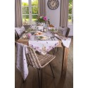 Clayre & Eef Theedoek  set van 6 stuks  Ø 80 cm Beige Roze Katoen Rond Bloemen Vaatdoek