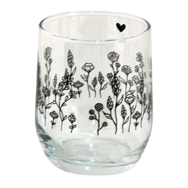 Clayre & Eef Waterglas  set van 6 stuks  300 ml Glas Bloemen Drinkbeker