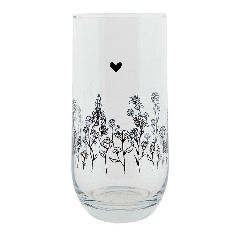 Clayre & Eef Waterglas  set van 6 stuks  280 ml Glas Bloemen Drinkbeker