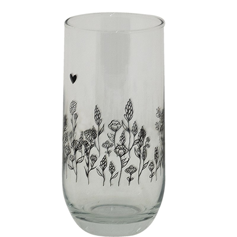 Clayre & Eef Waterglas  set van 6 stuks  280 ml Glas Bloemen Drinkbeker