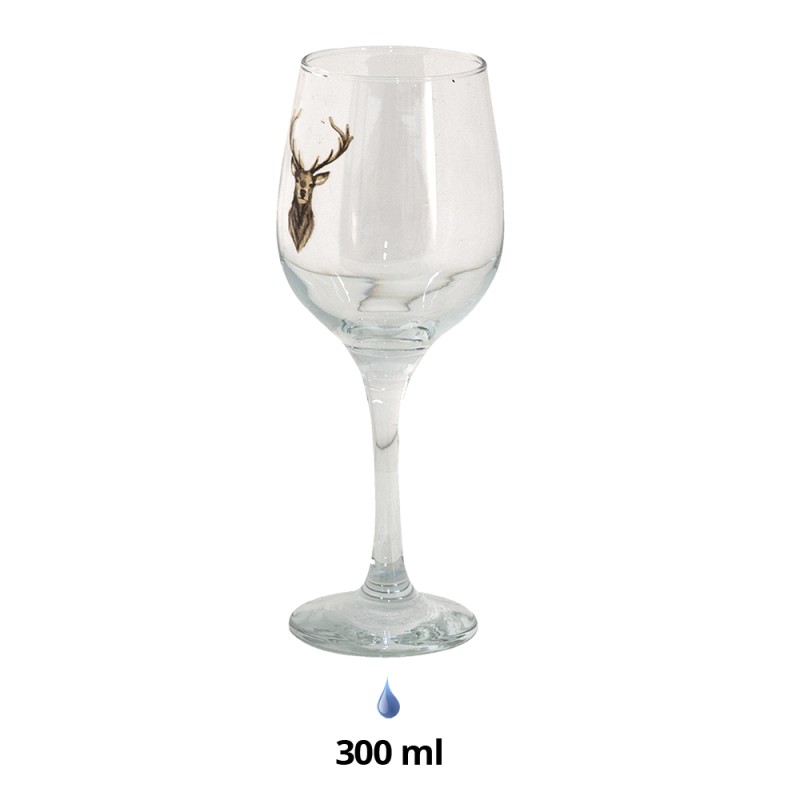 Clayre & Eef Wijnglas  set van 6 stuks  300 ml Glas Rendier Wijnkelk