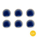 Clayre & Eef Deurknop  set van 6 stuks  4 cm Blauw Wit Keramiek Meubelknop