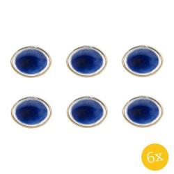 Clayre & Eef Deurknop  set van 6 stuks  4 cm Blauw Wit Keramiek Meubelknop