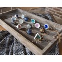 Clayre & Eef Deurknop  set van 6 stuks  4 cm Blauw Wit Keramiek Meubelknop