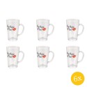 Clayre & Eef Mok  set van 6 stuks  300 ml Glas Lippen Hey there hot tea! Koffiemok