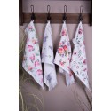 Clayre & Eef Gastendoekje  set van 6 stuks  40x66 cm Roze Wit Katoen Rozen Toilet Handdoek