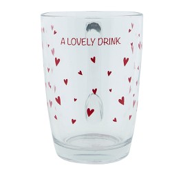 Clayre & Eef Theeglas  set van 6 stuks  300 ml Glas Harten A lovely drink Theemok