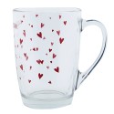 Clayre & Eef Theeglas  set van 6 stuks  300 ml Glas Harten A lovely drink Theemok