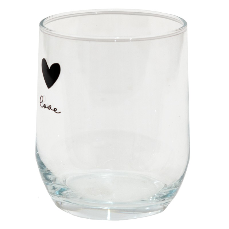 Clayre & Eef Waterglas  set van 6 stuks  300 ml Glas Hart Love Drinkbeker