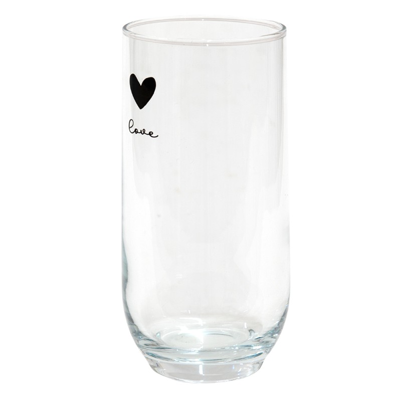 Clayre & Eef Waterglas  set van 6 stuks  280 ml Glas Hart Love Longdrinkglas