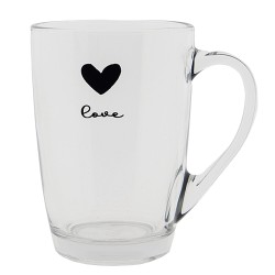 Clayre & Eef Theeglas  set van 6 stuks  300 ml Glas Hart Love Theemok