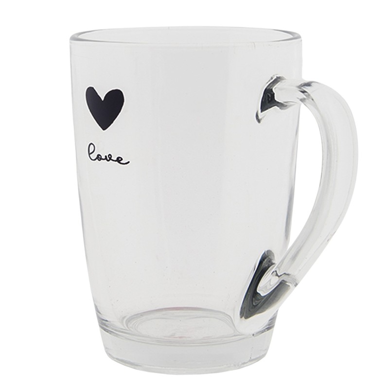 Clayre & Eef Theeglas  set van 6 stuks  300 ml Glas Hart Love Theemok