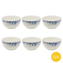 Clayre & Eef Soepkom  set van 6 stuks  500 ml Blauw Porselein Rond Bloemen Serveerkom