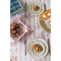 Clayre & Eef Dinerbord  set van 6 stuks  Ø 27 cm Roze Wit Porselein Bloemen Eetbord