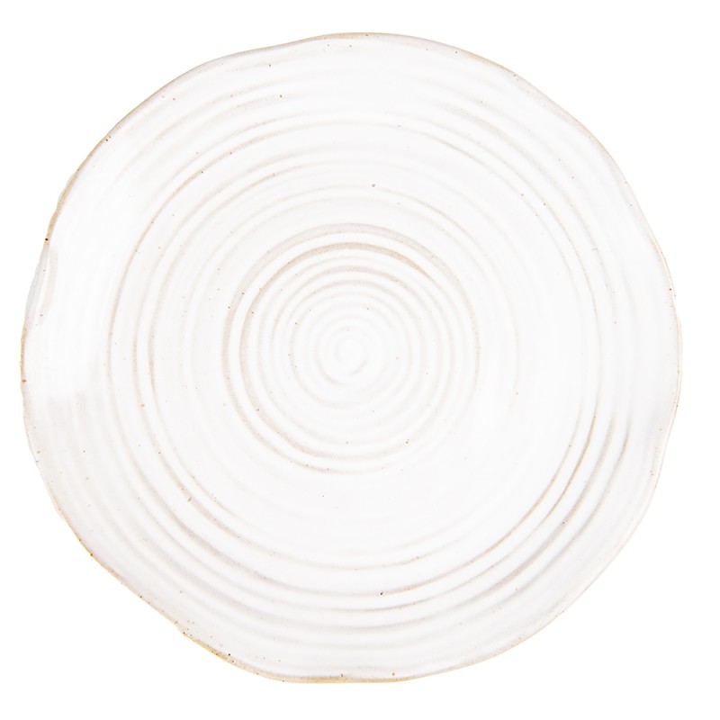 Clayre & Eef Ontbijtbord  set van 6 stuks  Ø 18 cm Beige Keramiek Rond Bord