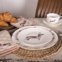 Clayre & Eef Dinerbord  set van 6 stuks  Ø 26 cm Beige Bruin Porselein Rond Teckels Eetbord