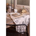 Clayre & Eef Ontbijtbord  set van 6 stuks  Ø 20 cm Beige Zwart Porselein Rond Bloemen Bord