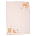 Clayre & Eef Theedoek  set van 6 stuks  50x70 cm Beige Katoen Rechthoek Croissant en koffie Keukenhanddoek