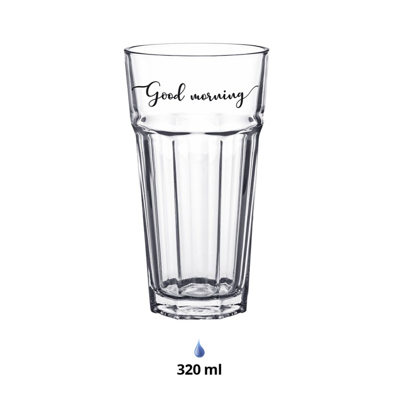 Clayre & Eef Waterglas  set van 6 stuks  320 ml Glas Good morning Drinkbeker