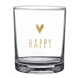 Clayre & Eef Waterglas  set van 6 stuks  230 ml Glas Hart Happy Drinkbeker