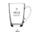 Clayre & Eef Theeglas  set van 6 stuks  300 ml Glas Hart Hello new day Theemok