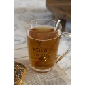 Clayre & Eef Theeglas  set van 6 stuks  300 ml Glas Hart Hello new day Theemok