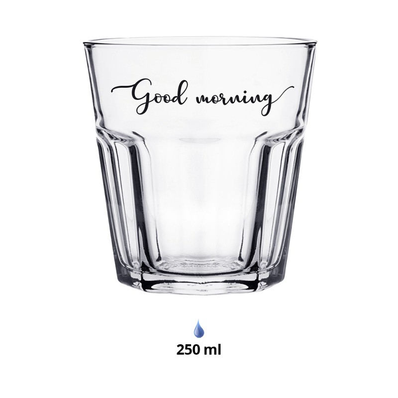 Clayre & Eef Waterglas  set van 6 stuks  250 ml Glas Good morning Drinkbeker