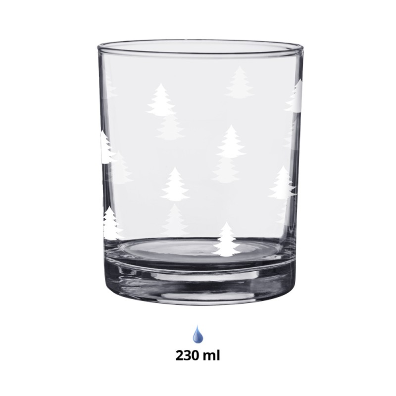 Clayre & Eef Waterglas  set van 6 stuks  230 ml Glas Kerstbomen Drinkbeker