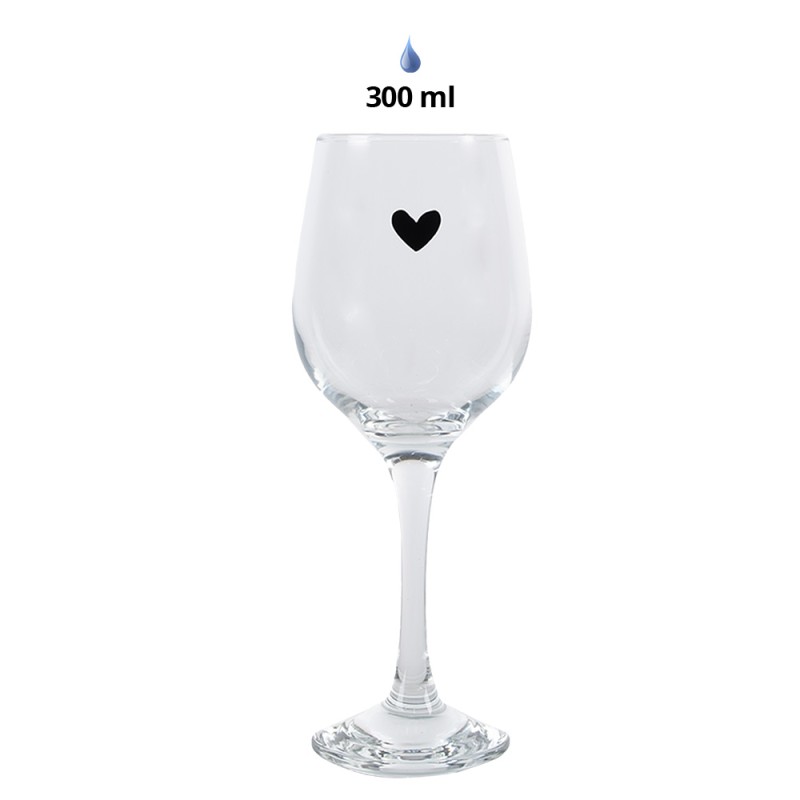 Clayre & Eef Wijnglas Hart set van 6 stuks Hart 300 ml Transparant Glas Wijnkelk