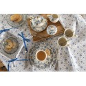 Clayre & Eef Theedoek  set van 6 stuks  50x70 cm Wit Blauw Katoen Rechthoek Roosjes Keukenhanddoek