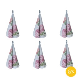 Clayre & Eef Theedoek  set van 6 stuks  Ø 80 cm Blauw Roze Katoen Rond Hortensia