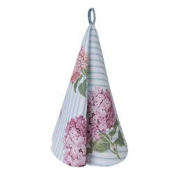 Clayre & Eef Theedoek  set van 6 stuks  Ø 80 cm Blauw Roze Katoen Rond Hortensia