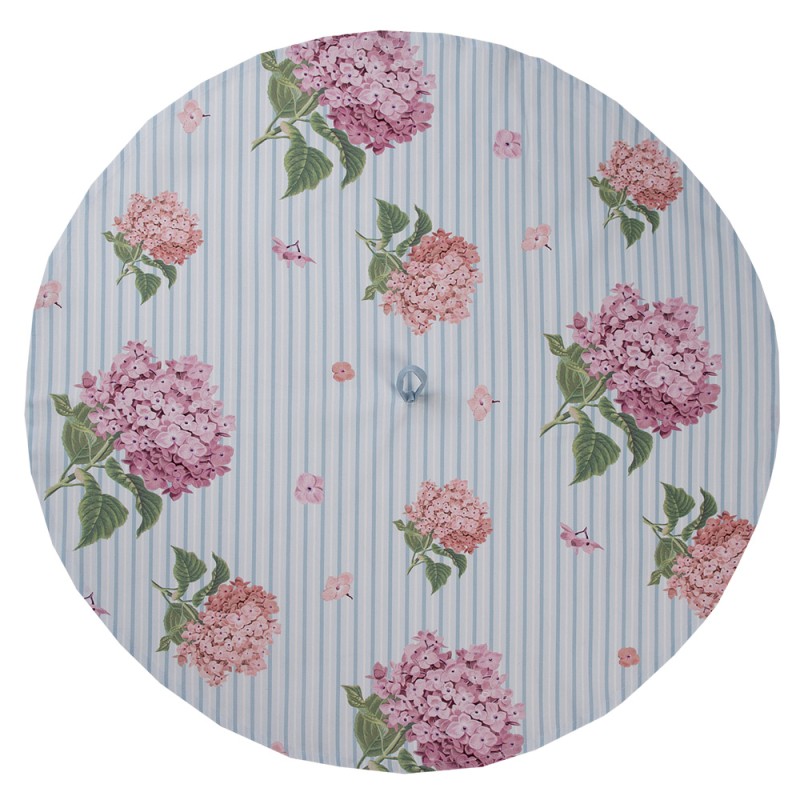 Clayre & Eef Theedoek  set van 6 stuks  Ø 80 cm Blauw Roze Katoen Rond Hortensia