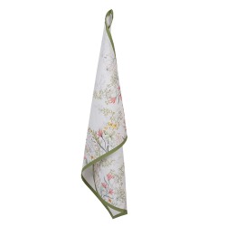 Clayre & Eef Theedoek  set van 6 stuks  50x70 cm Wit Katoen Bloemen Keukenhanddoek