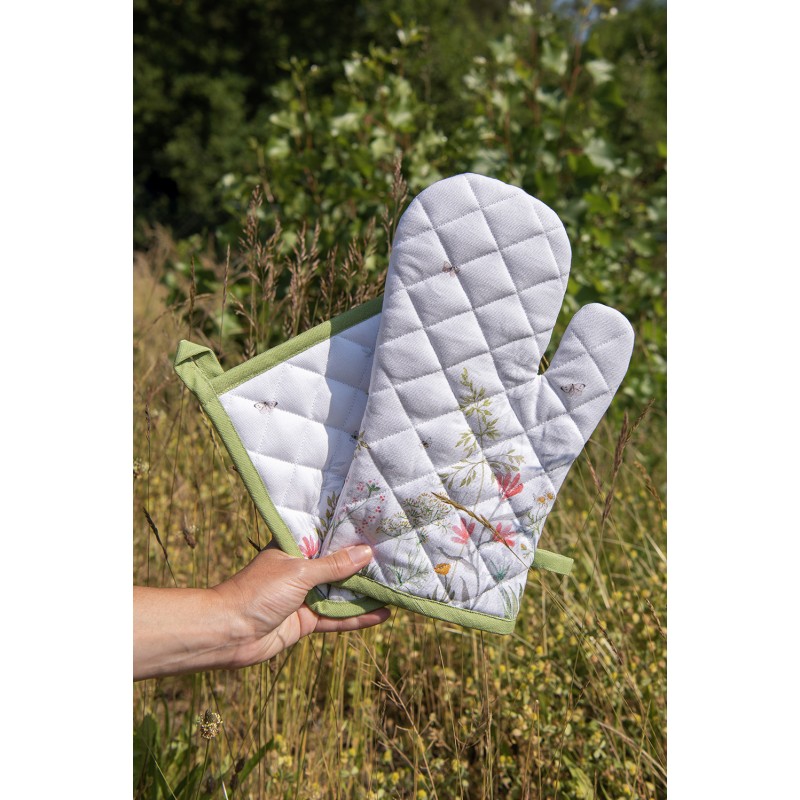 Clayre & Eef Theedoek  set van 6 stuks  50x70 cm Wit Katoen Bloemen Keukenhanddoek