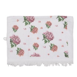 Clayre & Eef Gastendoekje  set van 6 stuks  40x66 cm Wit Roze Katoen Hortensia Toilet Handdoek