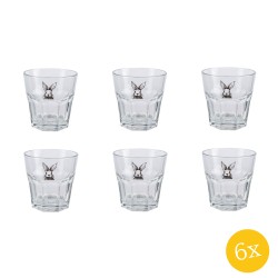 Clayre & Eef Waterglas 200 set van 6 stuks 200 ml Transparant Glas Konijn Drinkbeker