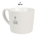 Clayre & Eef Mok  set van 6 stuks  275 ml Wit Keramiek Hart LOVE Drinkbeker